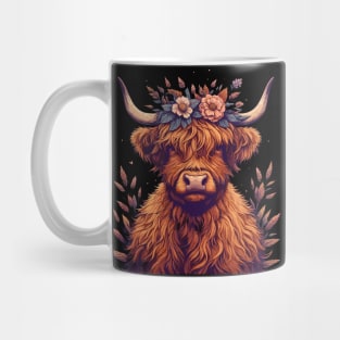 Funny highland cow with flower crown Mug